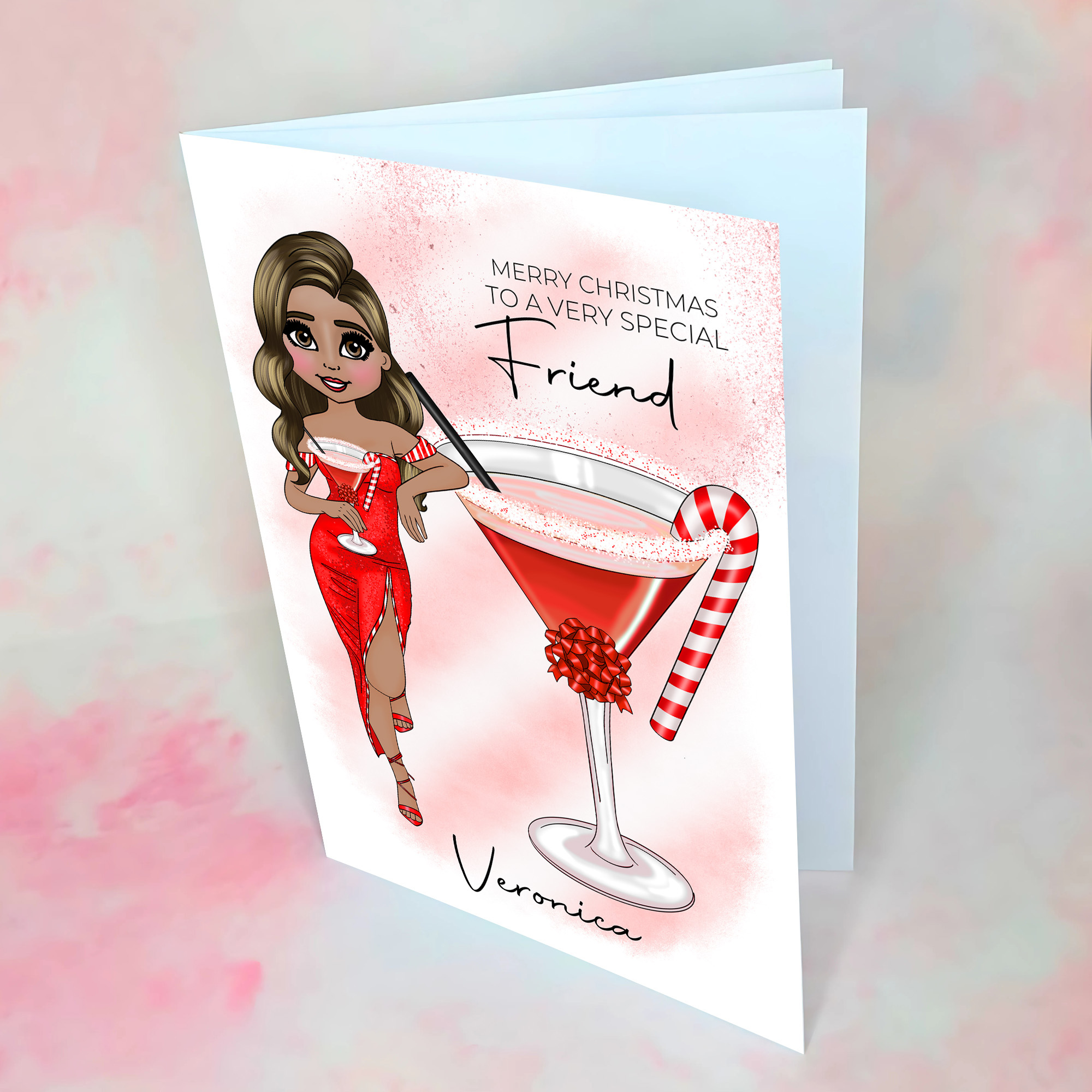 Personalised Candy Cane Cocktail Card For A Special Friend #CC