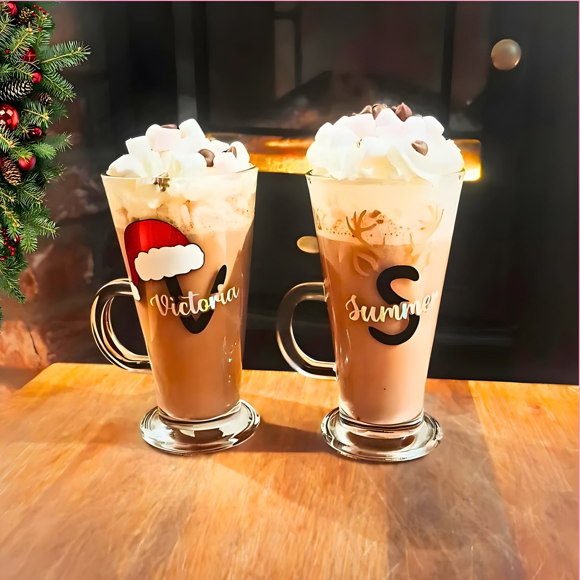 Personalized Monogram Christmas Hot Chocolate Glass #CG