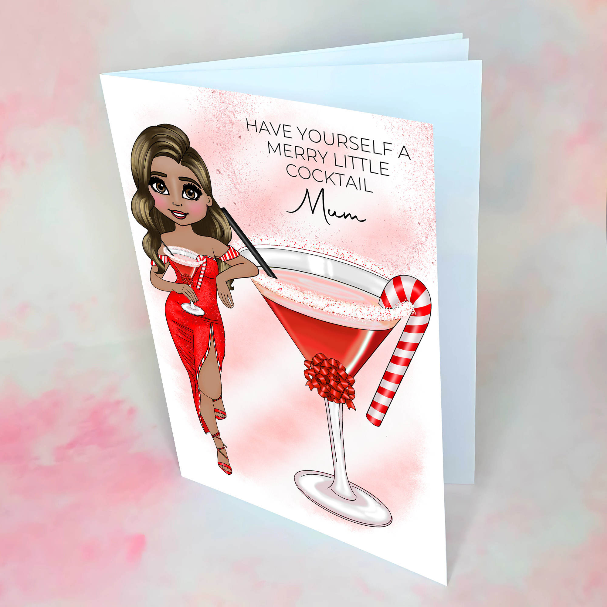 Personalised Candy Cane Cocktail Card For Mum #CC