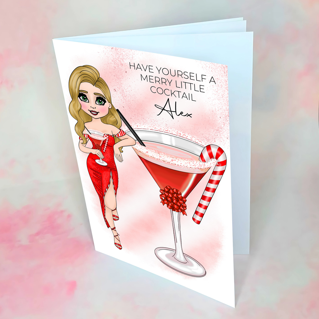 Personalised Candy Cane Cocktail Card For A Friend #CC