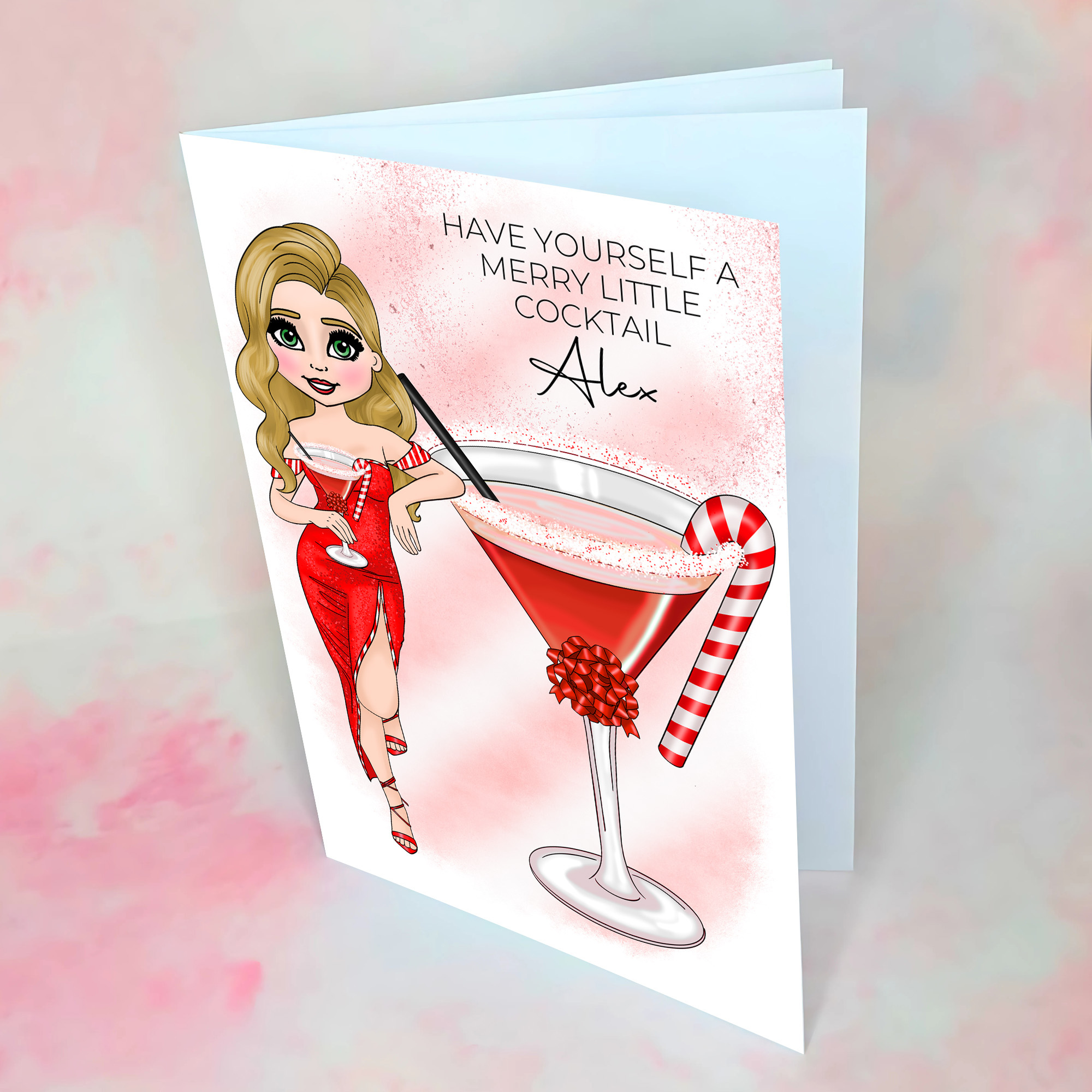 Personalised Candy Cane Cocktail Card For A Friend #CC