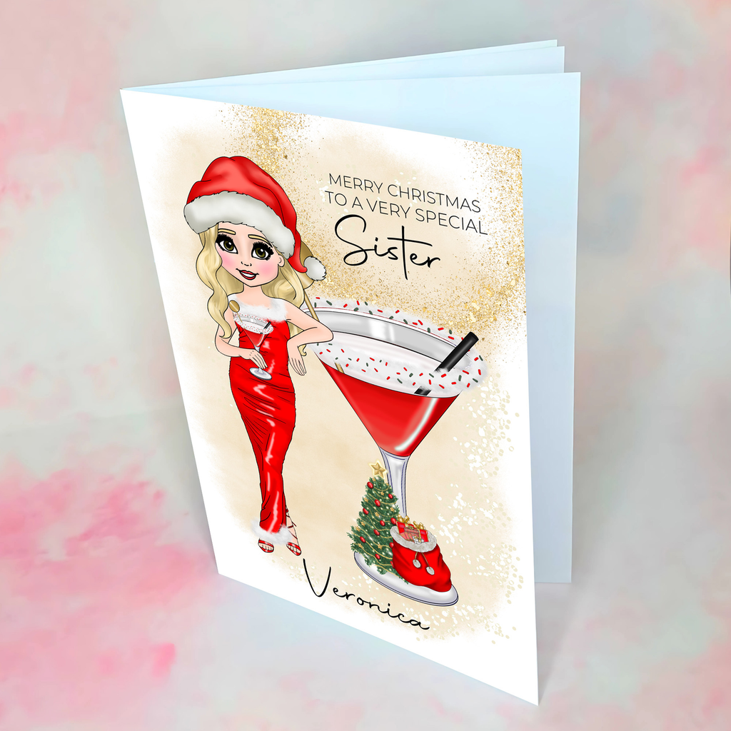 Personalised Clausmopolitan Cocktail Card For A Sister #CC