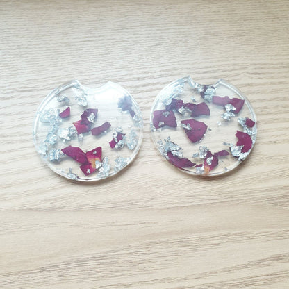 Pressed Rose Petal Car Coaster Set