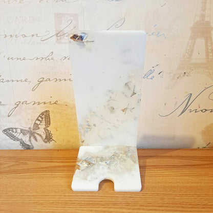 White & Metallic Flake Universal Mobile Phone Stand