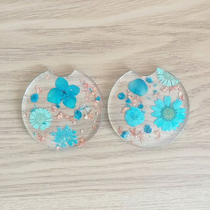 Pressed Floral Car Coaster Set