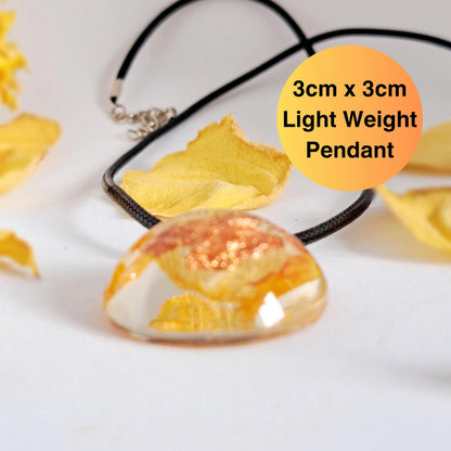 STERLING SILVER YELLOW ROSE PETAL ROUND NECKLACE