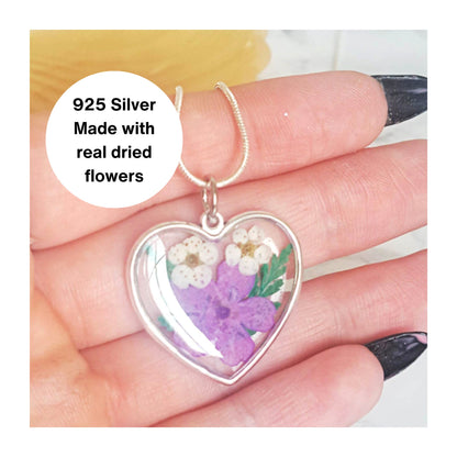 STERLING SILVER FLORAL HEART NECKLACE