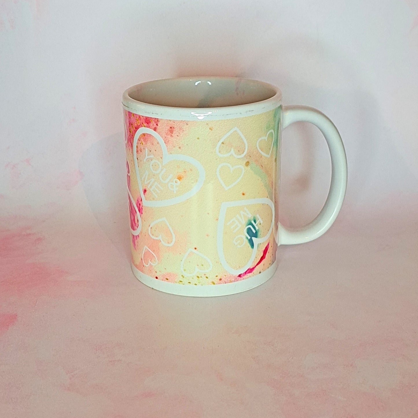 Pink Marble Effect Hearts Ceramic Mug