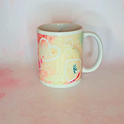 Pink Marble Effect Hearts Ceramic Mug