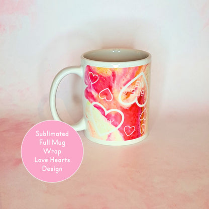 Pink Marble Effect Hearts Ceramic Mug