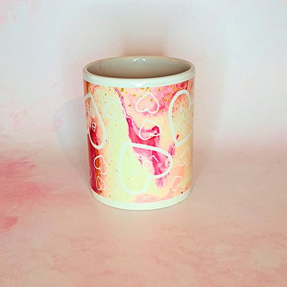 Pink Marble Effect Hearts Ceramic Mug