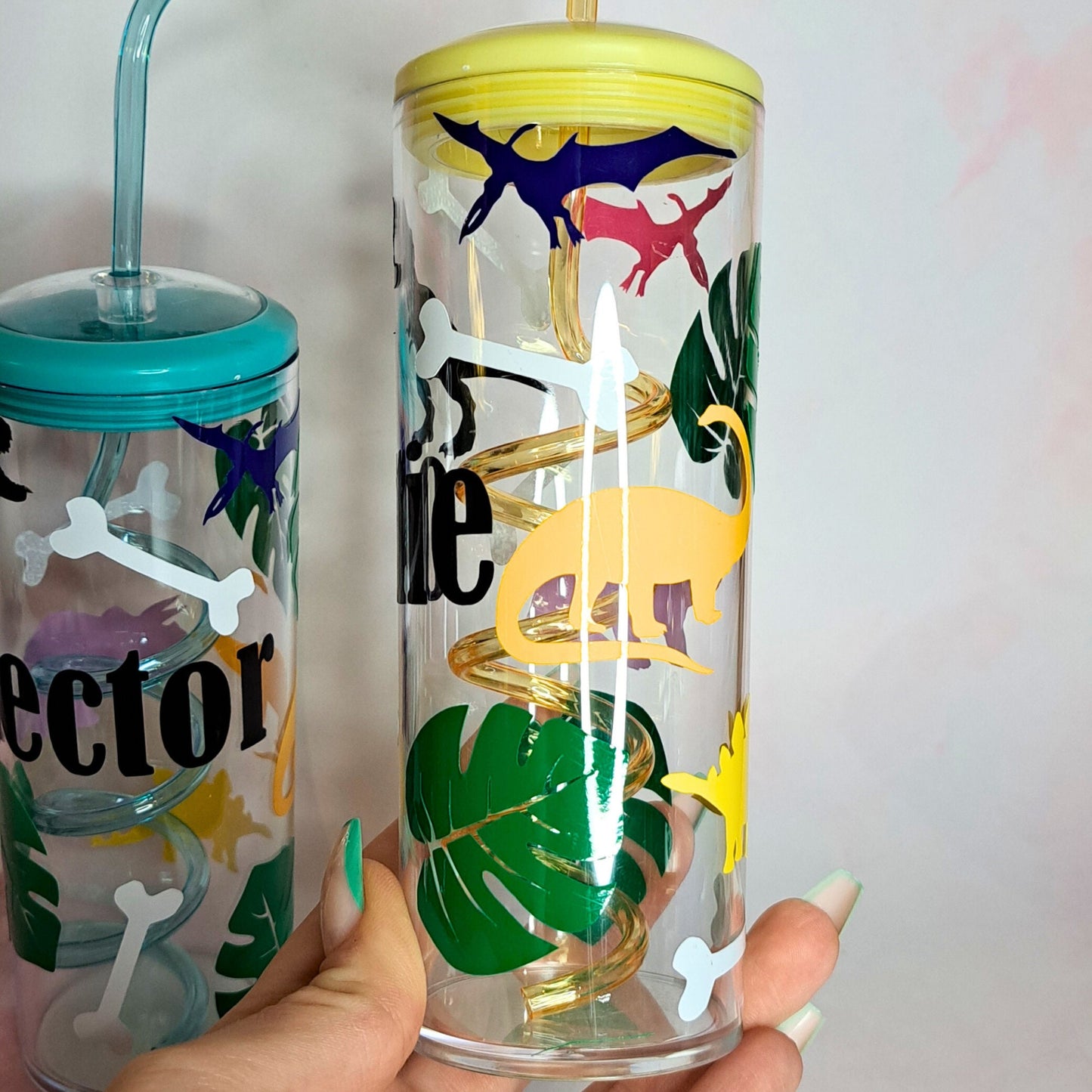 Personalized Crazy Straw Cup Beaker With A Lid, Themed Curly Straw Cup For Kids BPA Free Plastic, 7 Colours To Choose From, Spiral Straw #BPA