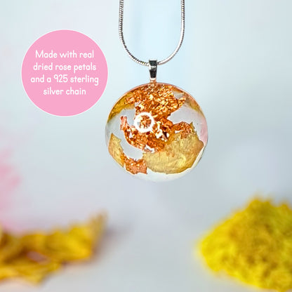 STERLING SILVER YELLOW ROSE PETAL ROUND NECKLACE