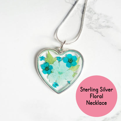 STERLING SILVER FLORAL HEART NECKLACE