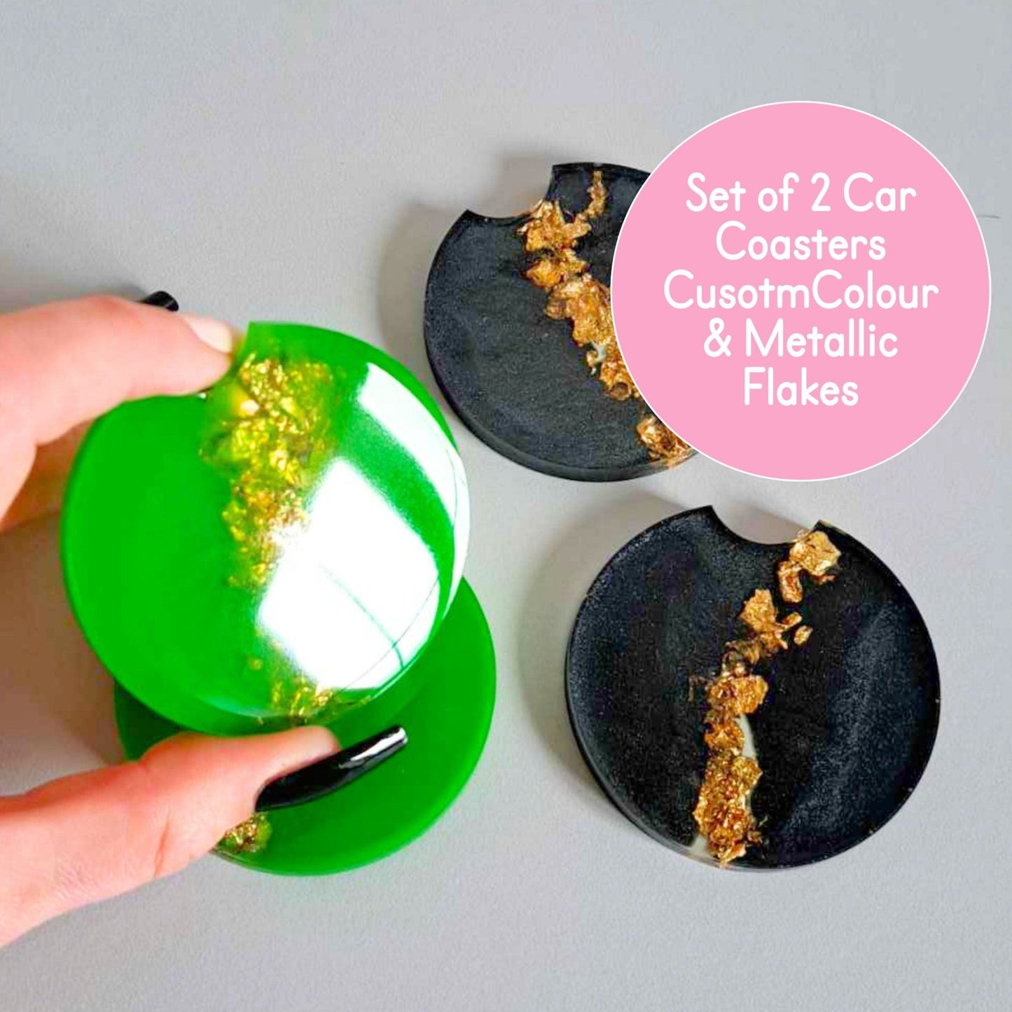 Custom Coloured & Metallic Flake Car Coaster Set