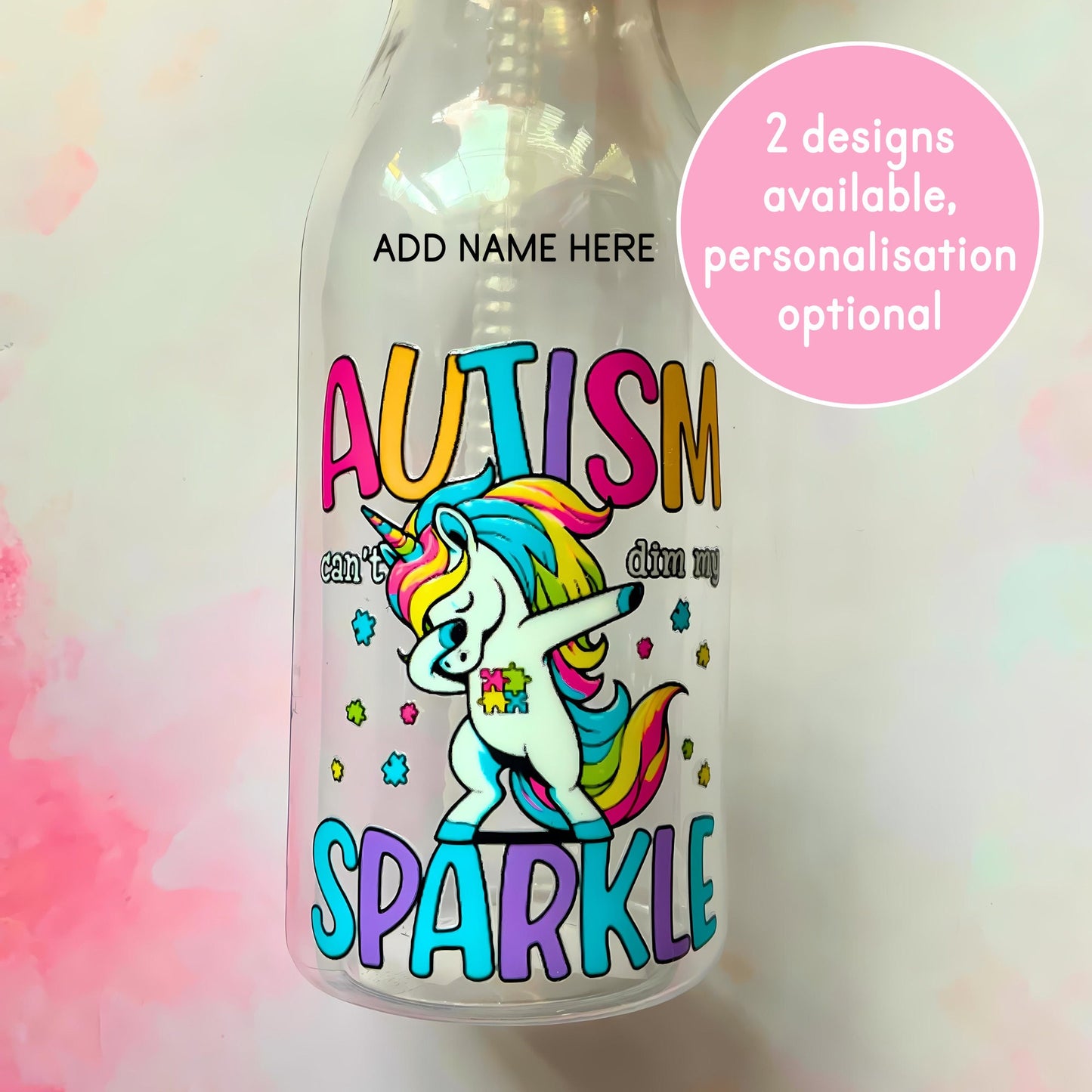 Personalized 500ml BPA-Free Unicorn Straw Bottle for SEN Children