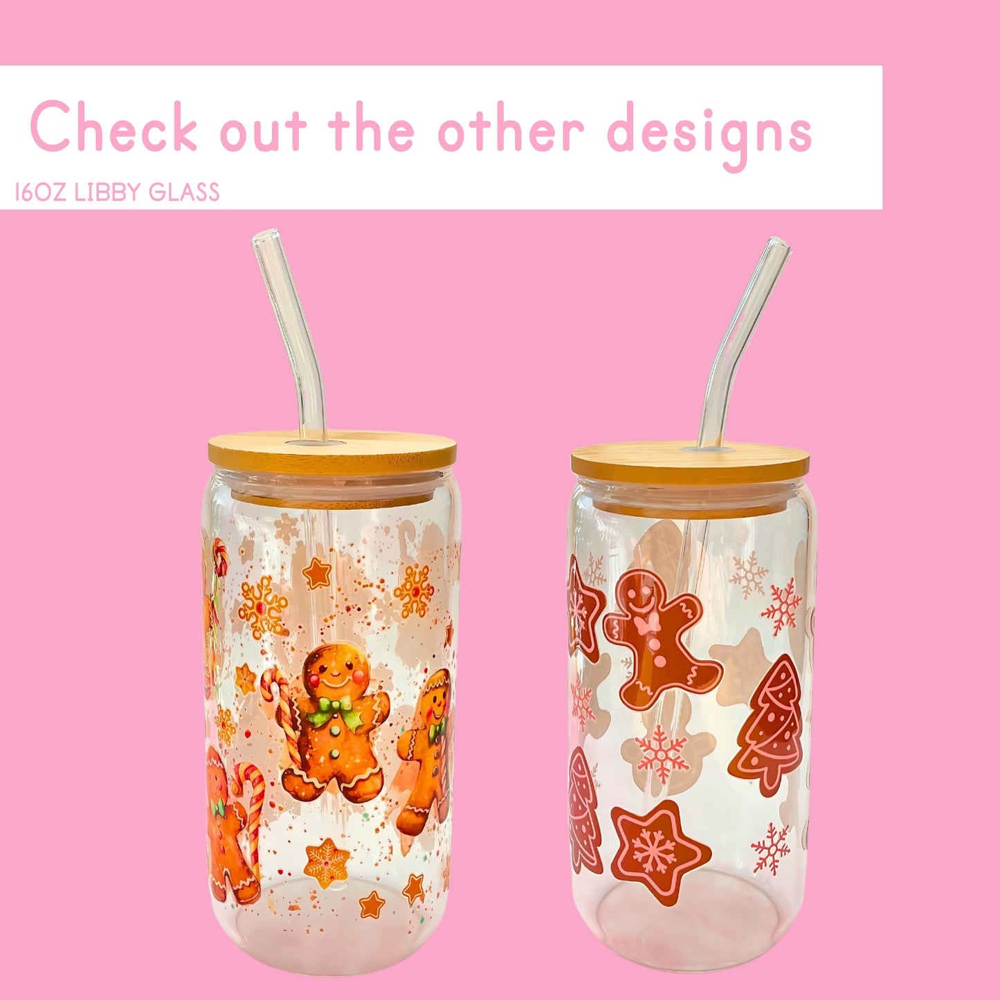 Milk Cookies And Candy Cane 16oz Libby Glass Tumbler, Stylish Christmas Drinkware For Her, Warm Cold Drink Tempered Glass With Glass Straw #CG #CL