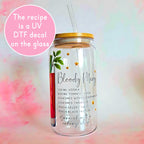 16oz Bloody Mary Cocktail Recipe Glass – Clear Tumbler with Bamboo Lid #CL