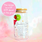 16oz Strawberry Daiquiri Cocktail Recipe Glass – Clear Tumbler with Bamboo Lid #CL