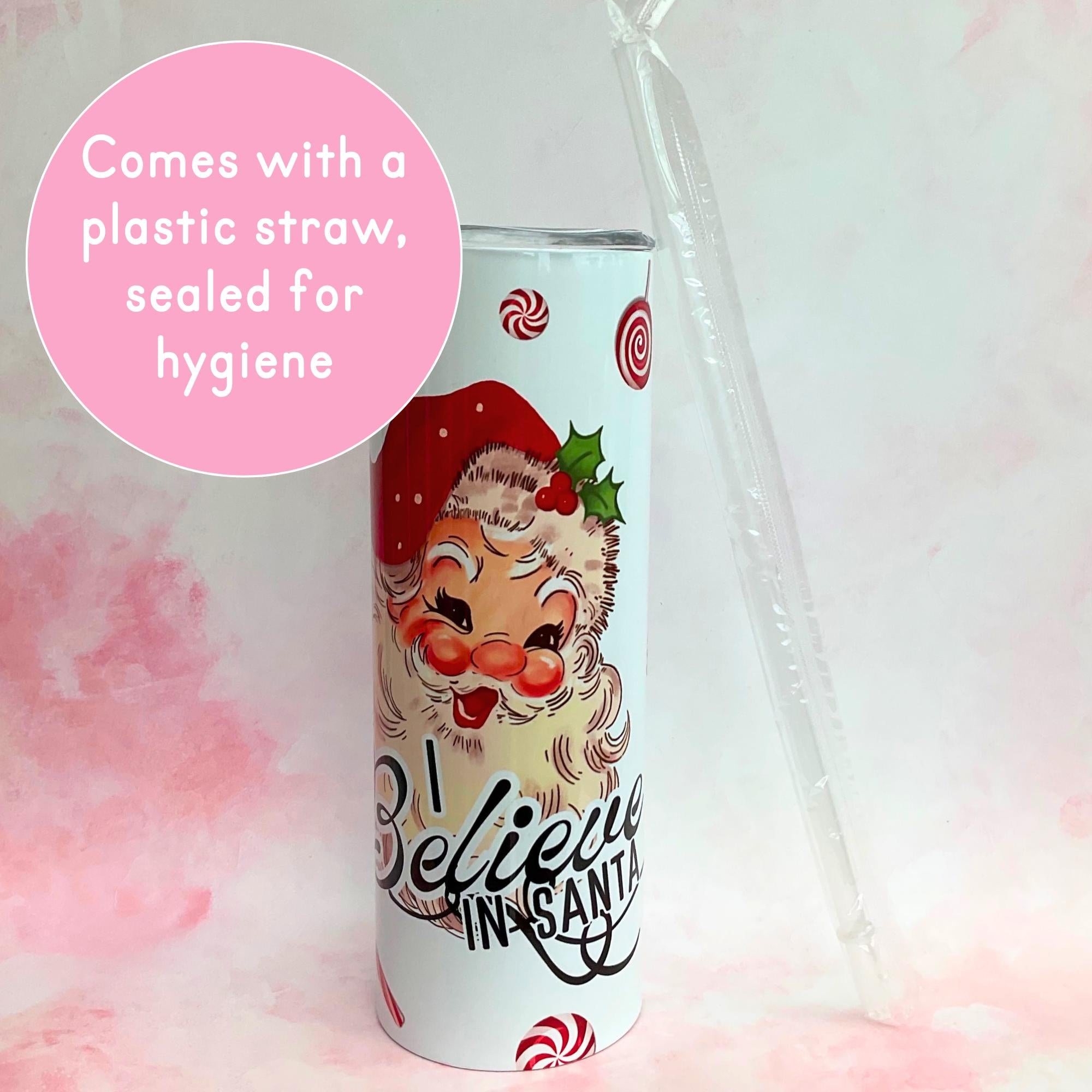 20OZ Vintage I Believe In Santa Steel Tumbler #CG