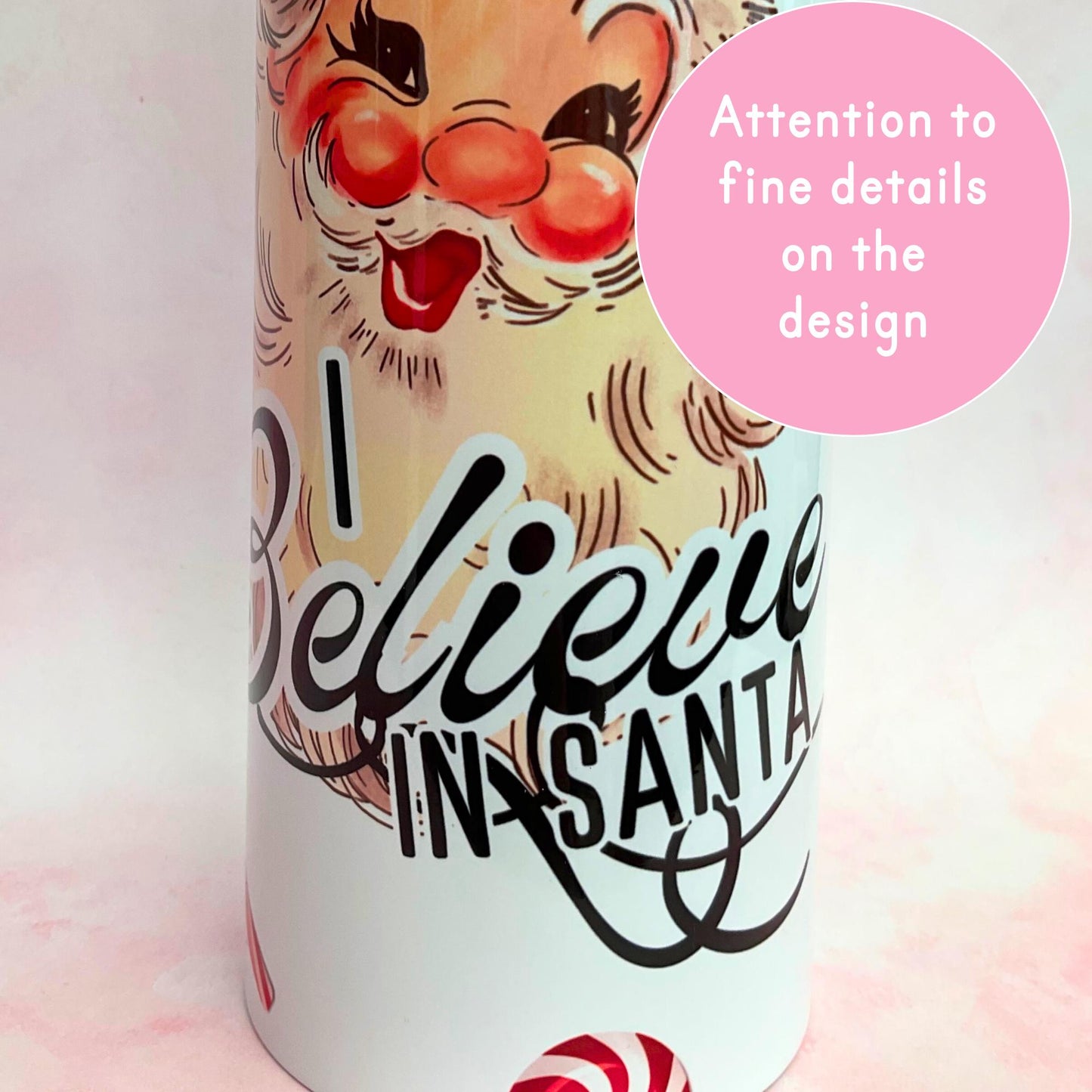 Vintage Santa 20oz Skinny Tumbler, Christmas Candy Cane Wrapped Design, Stainless Steel Christmas Themed Drinkware For Hot And Cold Drinks #CG #ST