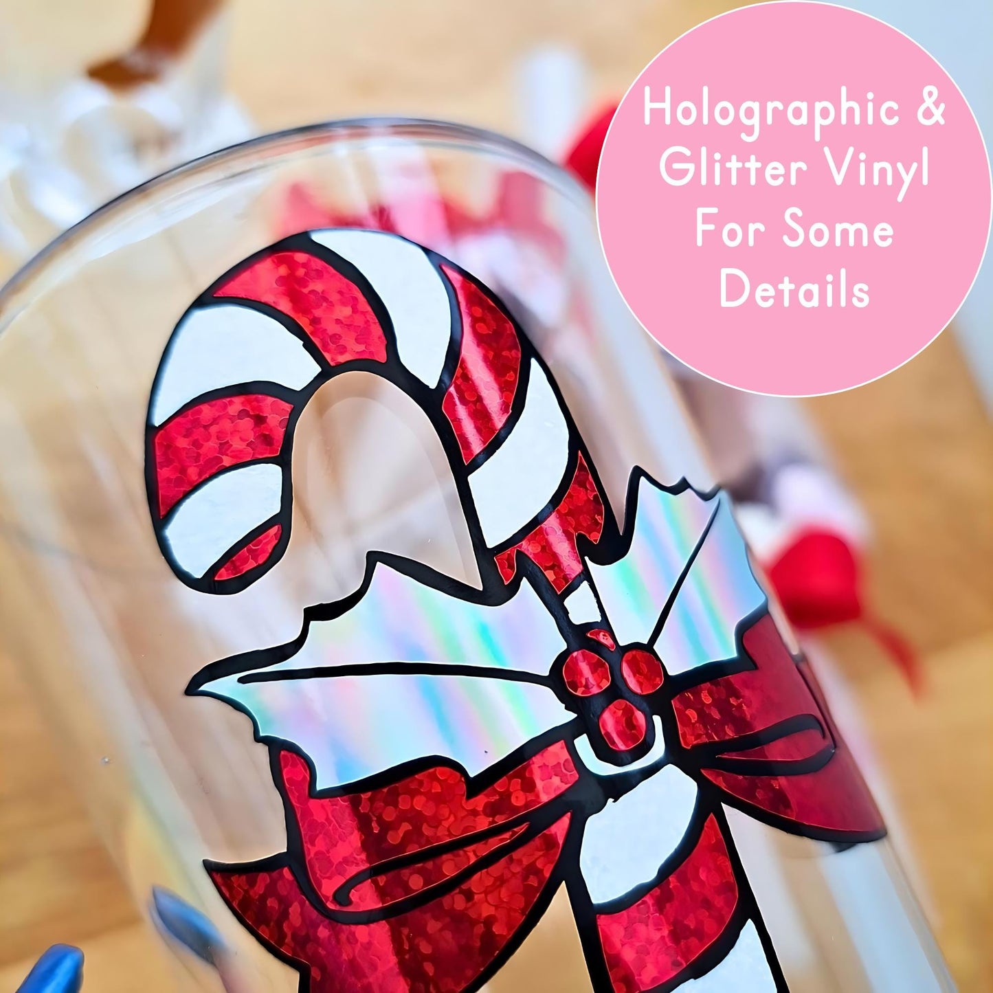Personalized Christmas Hot Chocolate Glass, Custom Name Mug with Premium Glitter Vinyl, Includes Hot Chocolate Cone, Festive Holiday Gift CG