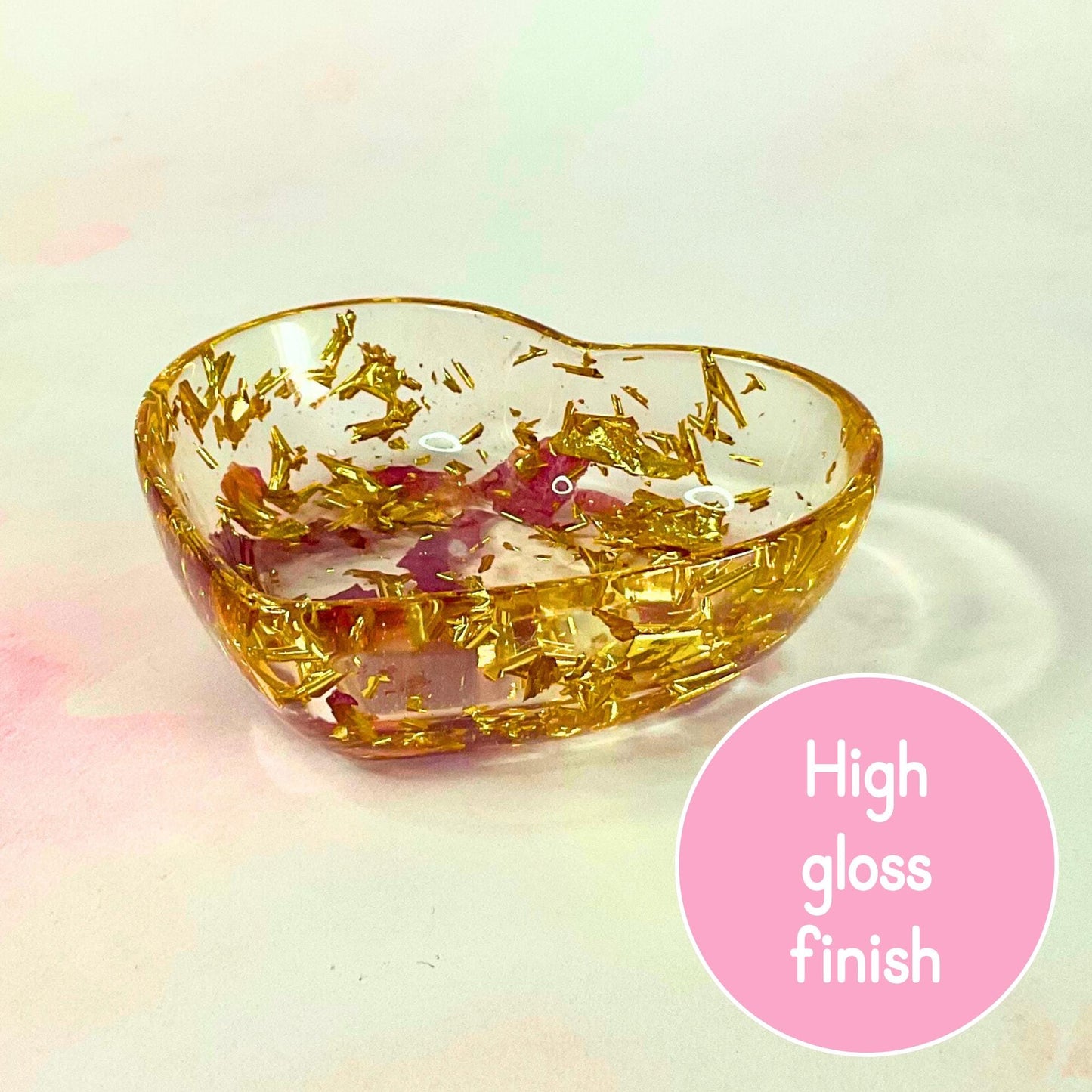 Rose Petal / Gold Flakes Heart Shaped Bowl