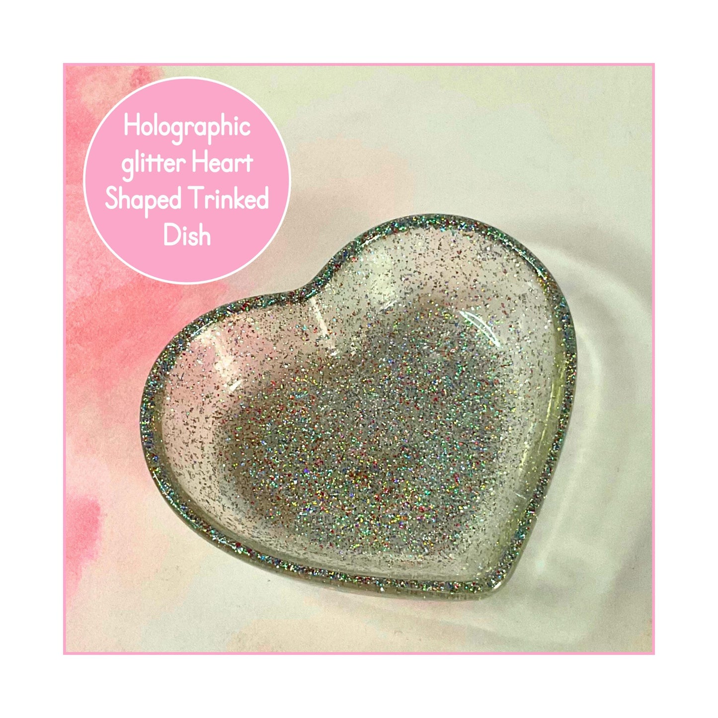 Holographic Silver Glitter / Heart Shaped Bowl