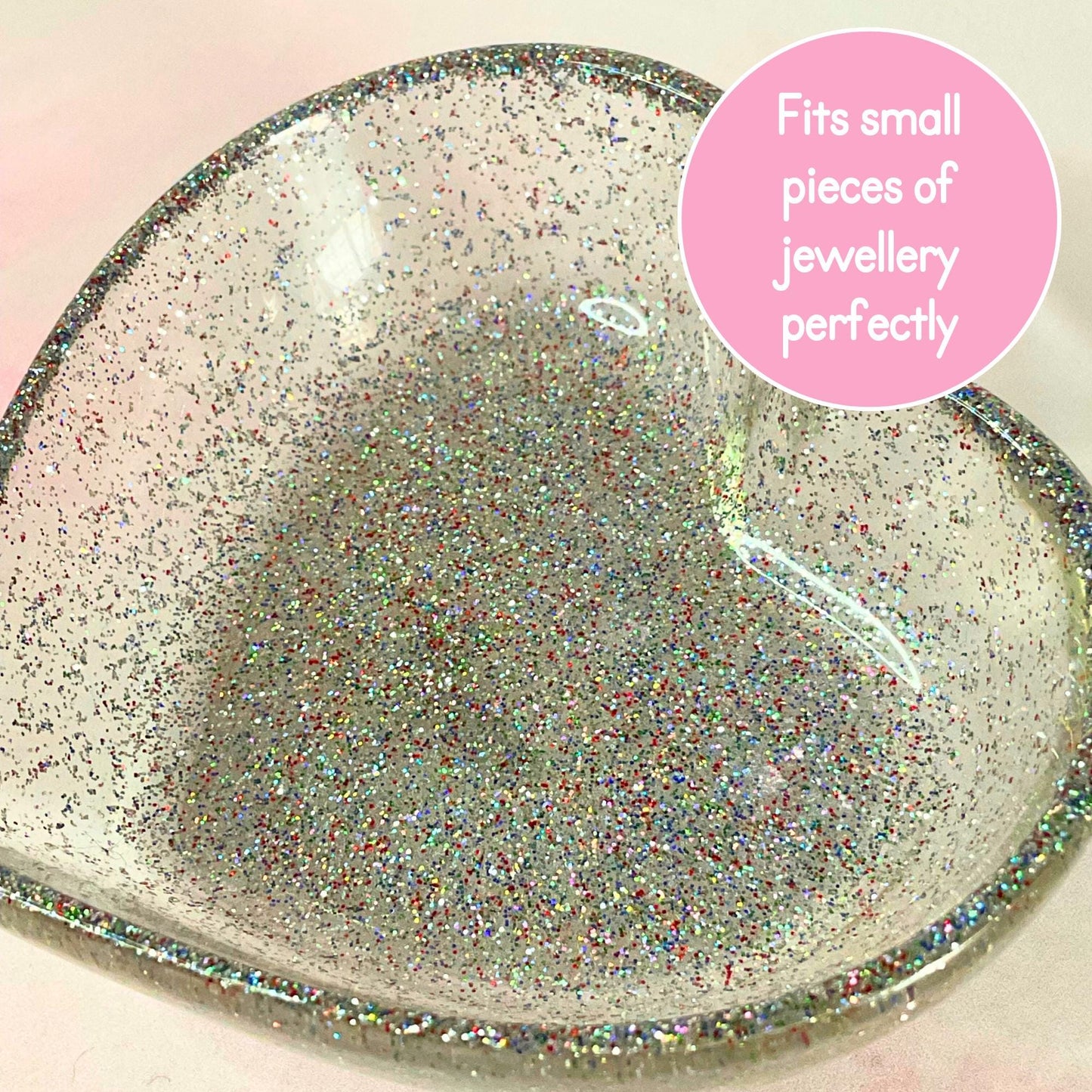 Holographic Silver Glitter / Heart Shaped Bowl