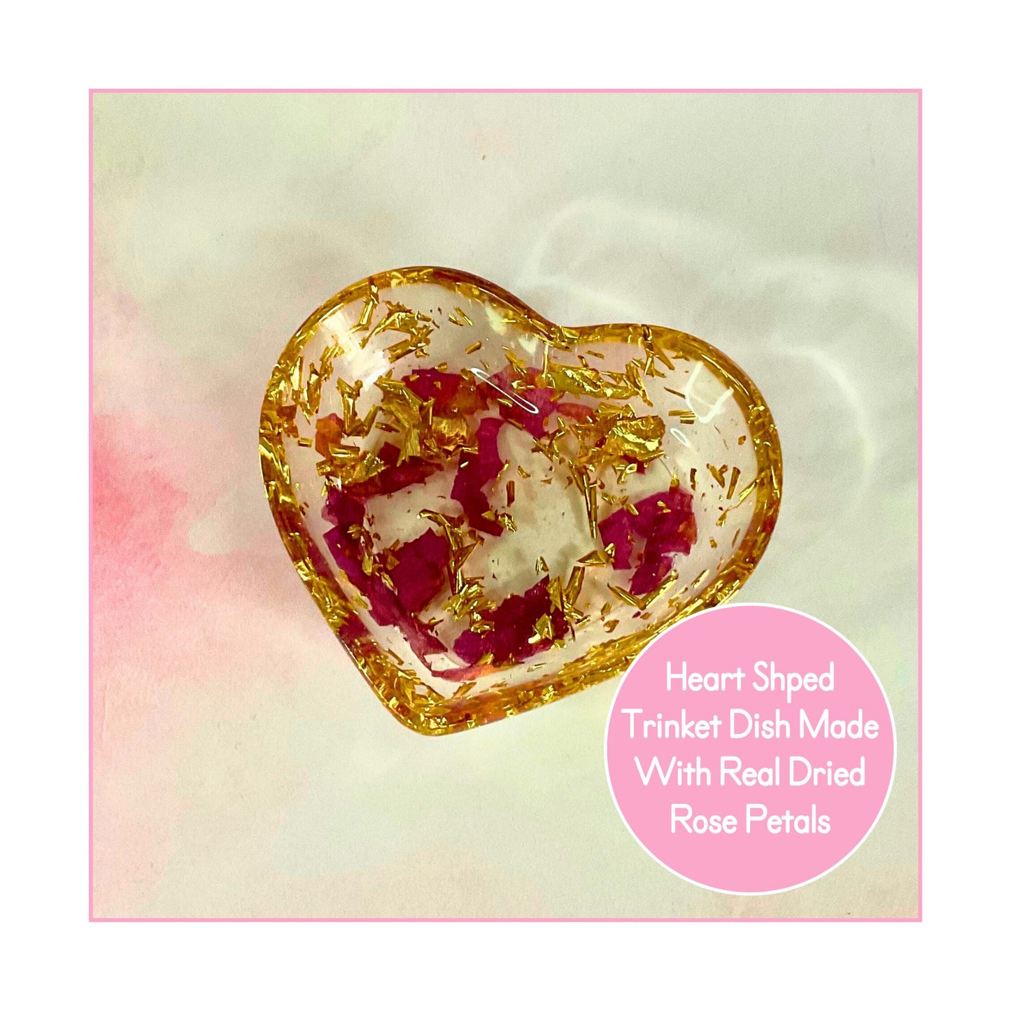 Rose Petal / Gold Flakes Heart Shaped Bowl