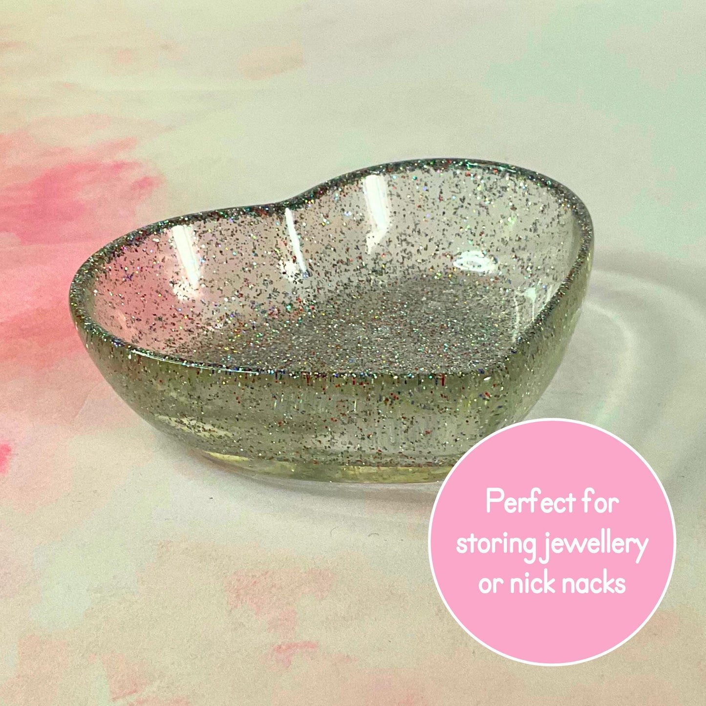 Holographic Silver Glitter / Heart Shaped Bowl