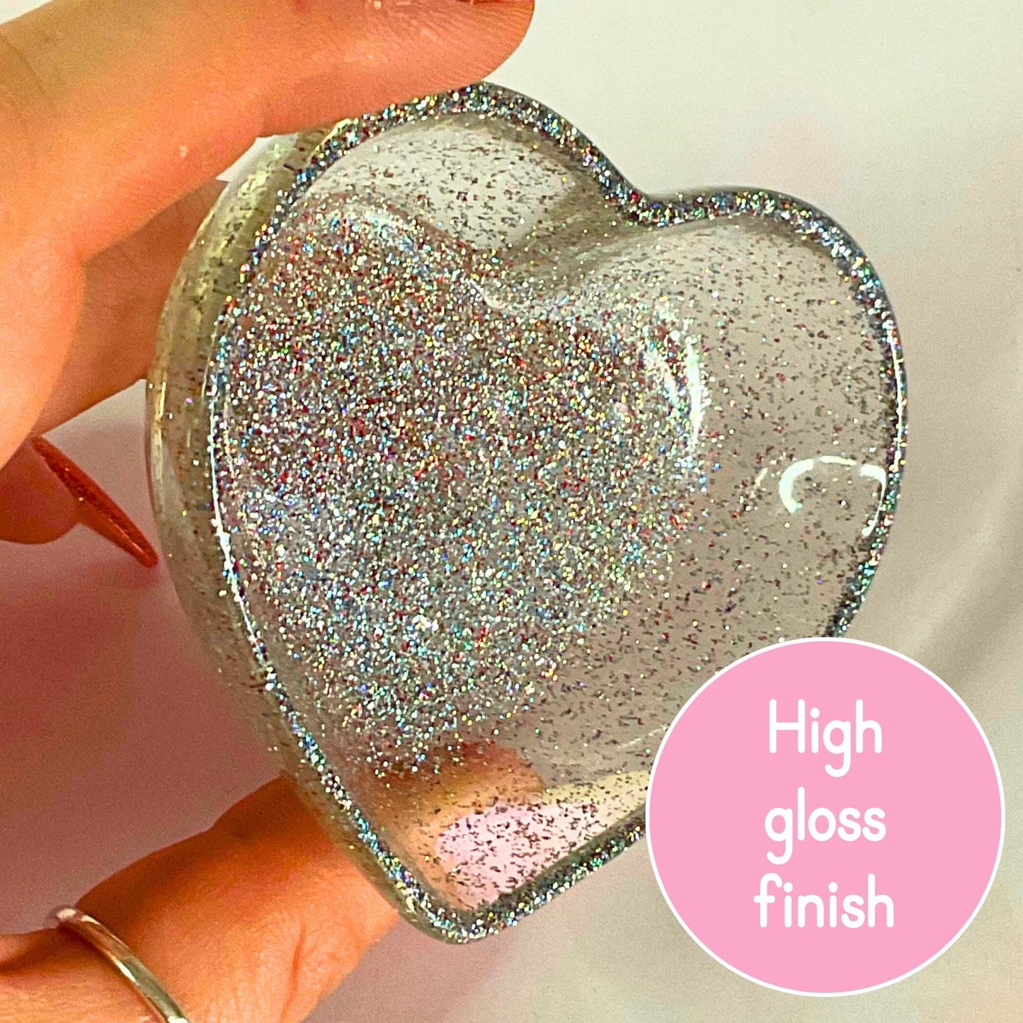 Holographic Silver Glitter / Heart Shaped Bowl