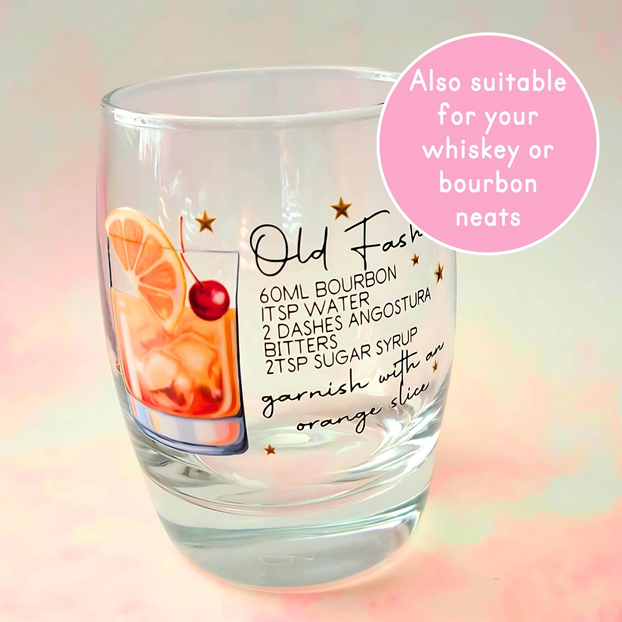 Old Fashioned Men's Signature Cocktail Recipe Glass, Whiskey Bourbon Barware, Best Man Groomsmen Wedding Gifts, His Timeless Wedding Cocktail #CL