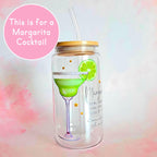 16oz Margarita Cocktail Recipe Glass – Clear Tumbler with Bamboo Lid #CL
