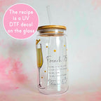 16oz French 75 Cocktail Recipe Glass – Clear Tumbler with Bamboo Lid #CL