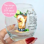 Old Cuban Whiskey Mixer Glass With Recipe, Classic Rum Cocktail Gift For Fathers Day, Best Man Proposal Gift, Husbands Barware Collection #CL