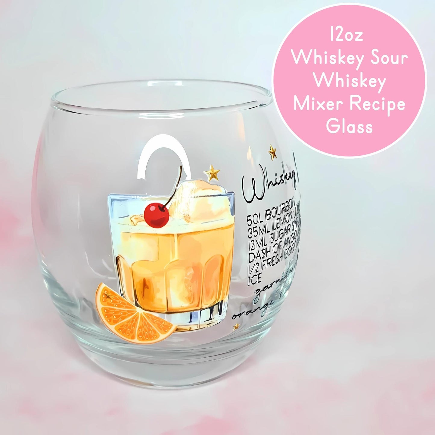 12oz Whiskey Sours Cocktail Recipe Mixer Glass, Whiskey Recipe Glass for Father's Day, Cocktail Mixer Glasses for Groomsmen/Best Man Gifts