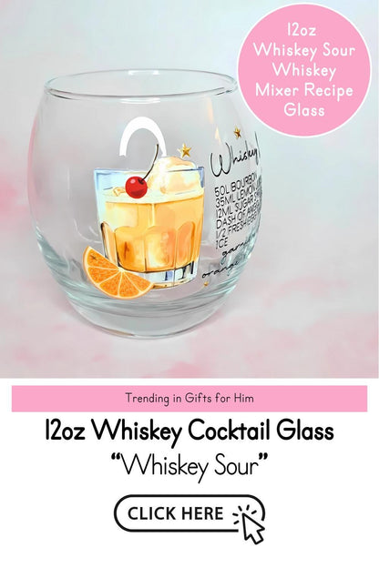 12oz Whiskey Sours Cocktail Recipe Mixer Glass, Whiskey Recipe Glass for Father's Day, Cocktail Mixer Glasses for Groomsmen/Best Man Gifts