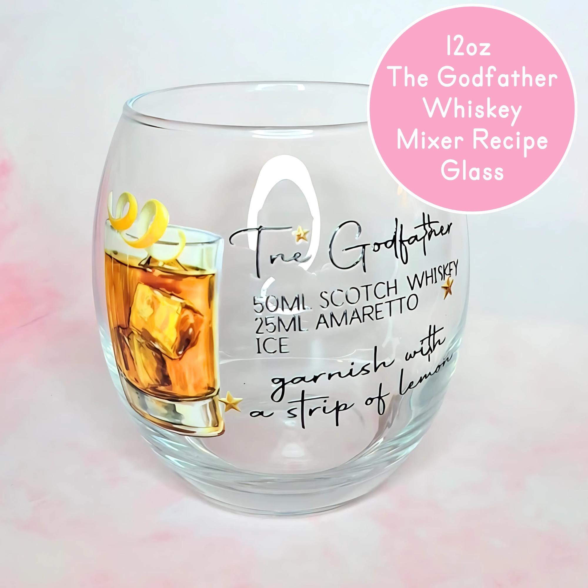 The Godfather Cocktail Recipe Glass, 12oz Iconic Godfather Cocktail Glass Husband Fathers Day Gift, Best Man Proposal Gift For Bestfriend #CL