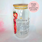 16oz Strawberry Sangria Cocktail Recipe Glass – Clear Tumbler with Bamboo Lid #CL