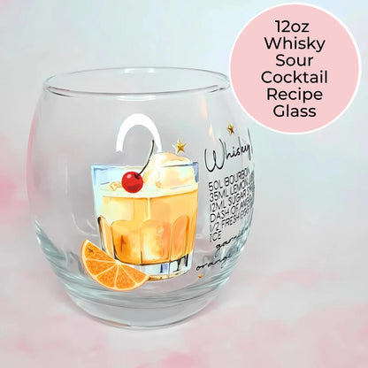 12oz Whiskey Sours Cocktail Recipe Mixer Glass, Whiskey Recipe Glass for Father's Day, Cocktail Mixer Glasses for Groomsmen/Best Man Gifts