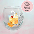 Whiskey Sours 12oz Cocktail Recipe Mixer Glass, Whiskey Recipe Glass for Father's Day, Cocktail Mixer Glasses for Groomsmen/Best Man Gifts #CL