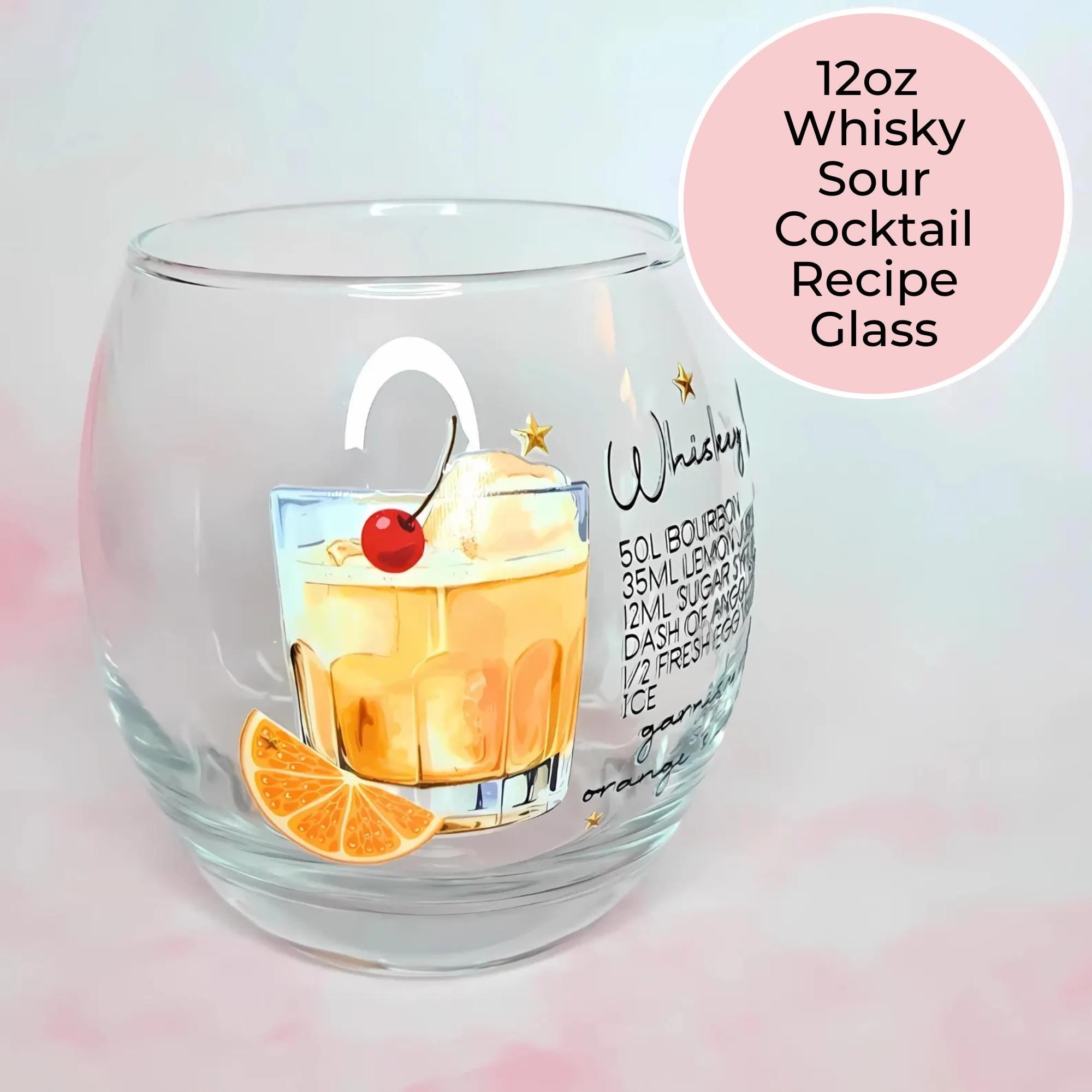 Whiskey Sours 12oz Cocktail Recipe Mixer Glass, Whiskey Recipe Glass for Father's Day, Cocktail Mixer Glasses for Groomsmen/Best Man Gifts #CL