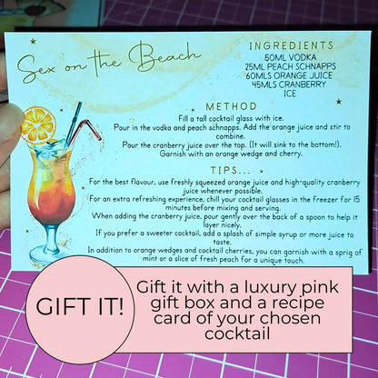 Raspberry Daiquiri Cocktail Recipe On A Glass, Rum Lover Cocktail Enthusiast Gift, Bridal Shower Hostess Gift, Maid Of Honour Bestie #cct