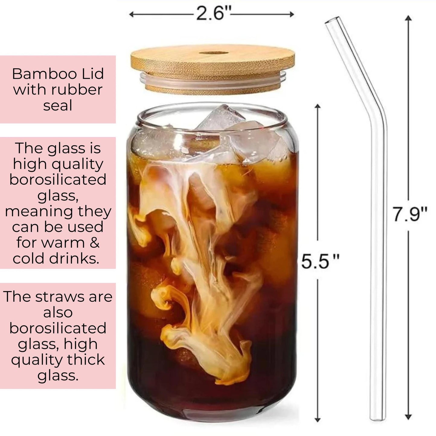 Milk Cookies And Candy Cane 16oz Libby Glass Tumbler, Stylish Christmas Drinkware For Her, Warm Cold Drink Tempered Glass With Glass Straw #CG #CL