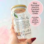 16oz Pornstar Martini Cocktail Recipe Glass – Clear Tumbler with Bamboo Lid #CL