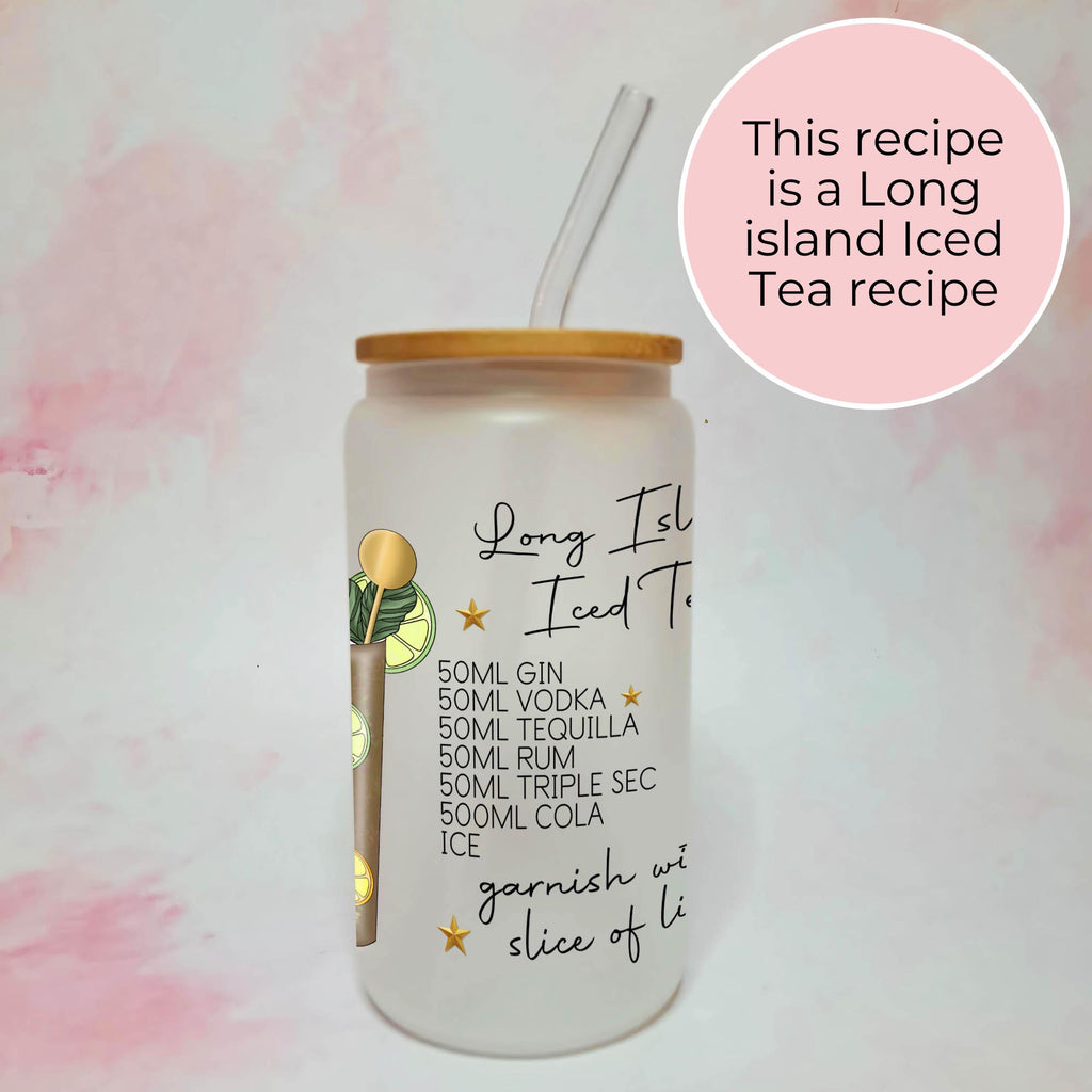 Long Island Iced Tea Cocktail Girl 16oz Frosted Libby Glass – Personalised Recipe Glass #FL