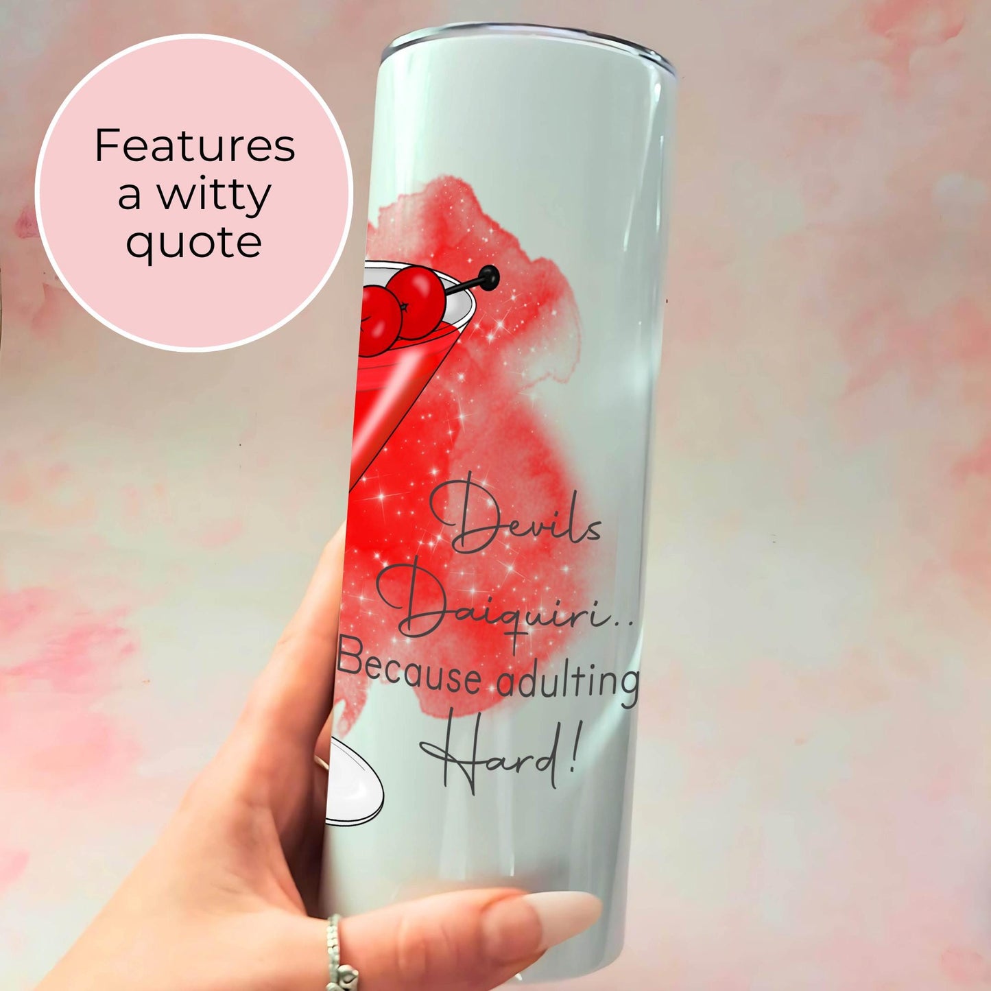 Devils Daiquiri 20oz Custom Stainless Steel Tumbler For Her, Festival Cocktail Party Drinkware Gift, Eco Friendly Reusable Hot Or Cold Flask #HG #ST