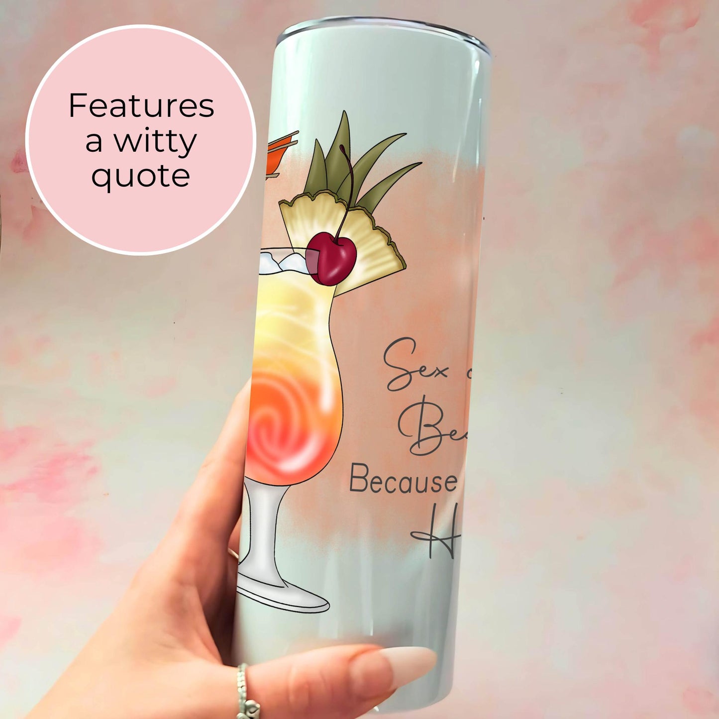 20oz Sex on the Beach Stainless Steel Tumbler, Pool Party Milestone Birthday Gift For Gym Enthusiast, Her Spill Proof Hot Cold Tumbler Gift