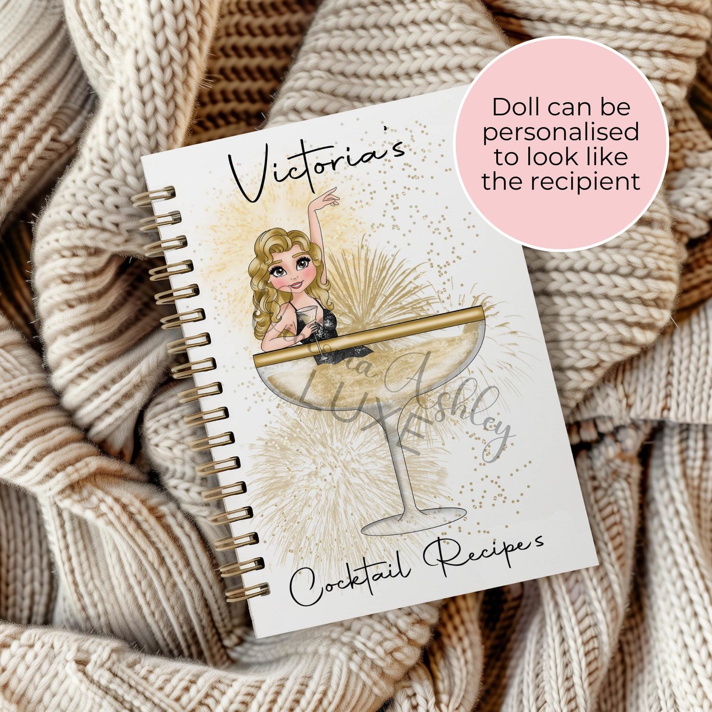 Martini Themed A5 Wirebound Lined Page Notebook, Gift For A Party Planner, College Notes Journal, Milestone Birthday Gift For Her #NB